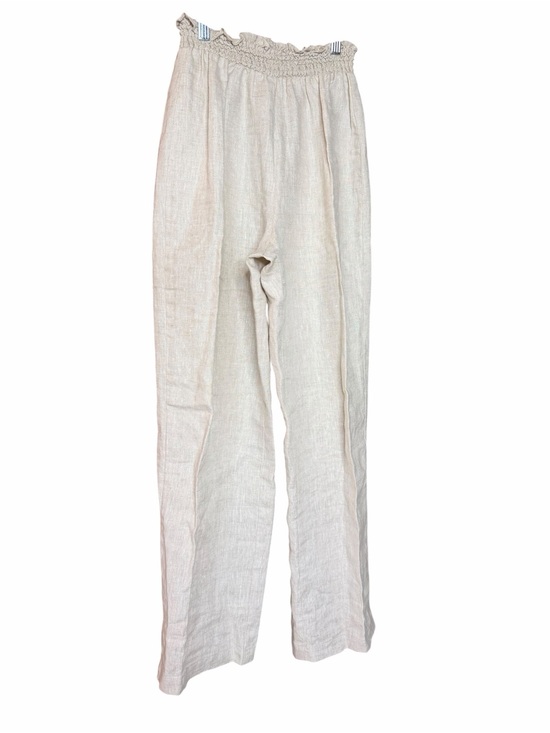 Reformation Pants - Reformation Oatmeal 100% Linen High Rise Smocked Waist Pants Size S